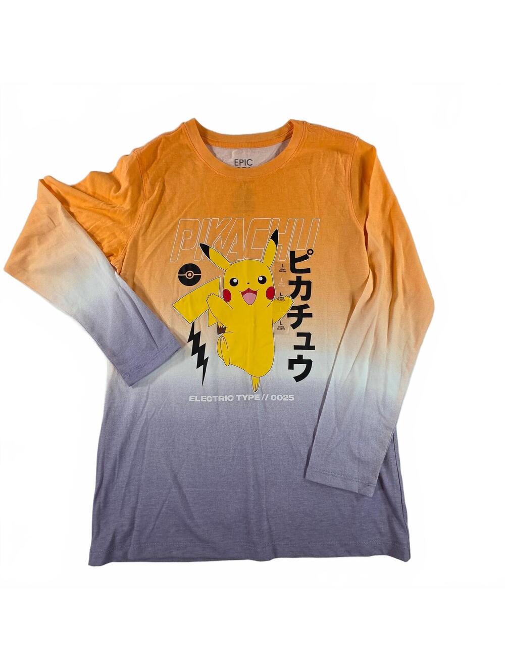 Epic Threads Pikachu Long Sleeve Shirt Kids L Orange Purple Gradient Graphic NWT